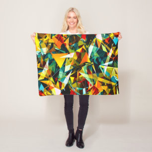Modern Abstrakt Geometrisk Färgrik Kristallglas Fleecefilt