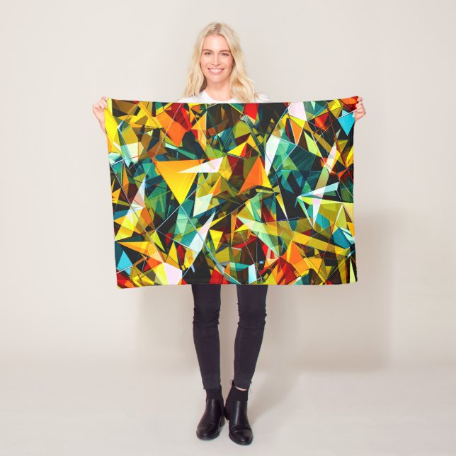 Modern Abstrakt Geometrisk Färgrik Kristallglas Fleecefilt (På plats)