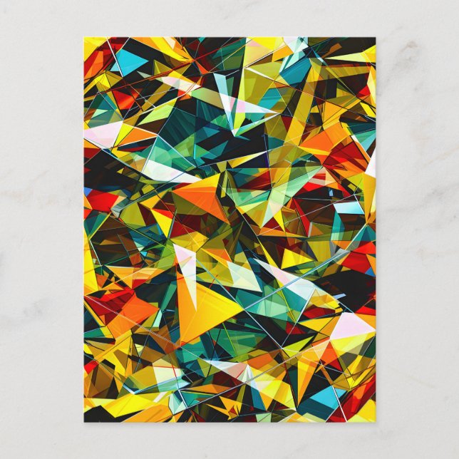 Modern Abstrakt Geometrisk Färgrik Kristallglas Helg Vykort (Framsida)