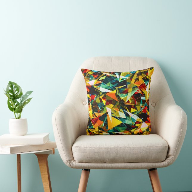 Modern Abstrakt Geometrisk Färgrik Kristallglas Kudde (Stol)