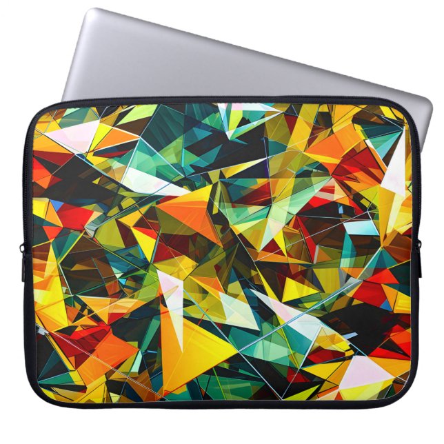 Modern Abstrakt Geometrisk Färgrik Kristallglas Laptop Fodral (Framsidan)