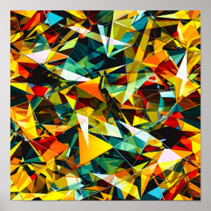 Modern Abstrakt Geometrisk Färgrik Kristallglas Poster