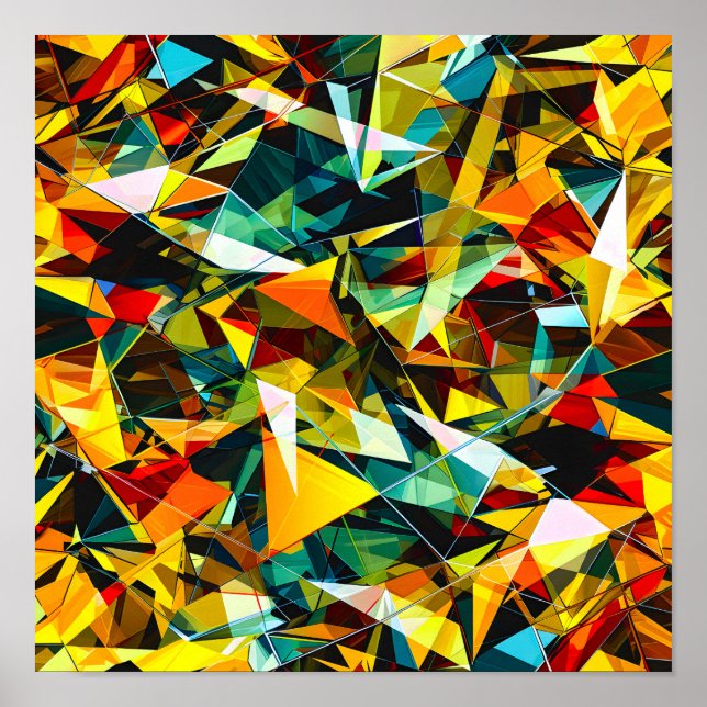 Modern Abstrakt Geometrisk Färgrik Kristallglas Poster (Framsidan)