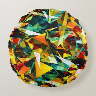 Modern Abstrakt Geometrisk Färgrik Kristallglas Rund Kudde