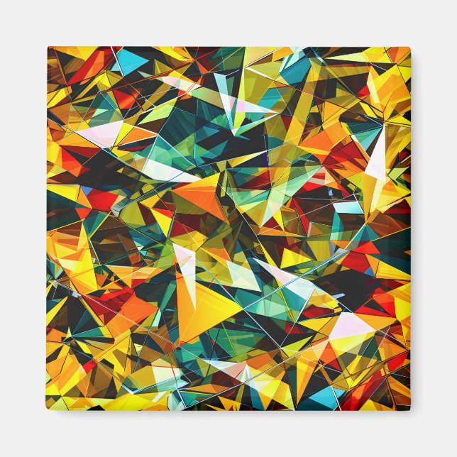 Modern Abstrakt Geometrisk Färgstark Kristallglas Magnet (Framsidan)