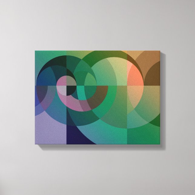 Modern Abstrakt geometrisk Hav solnedgång Grön ros Canvastryck (Framsida)