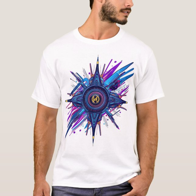 "Modern Abstrakt Geometrisk Kompass Grafisk T-Shir T Shirt (Framsida)