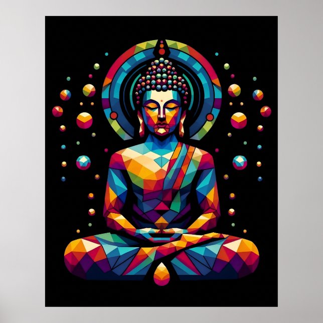 Modern abstrakt geometrisk konst | Gautama Buddha Poster (Framsidan)