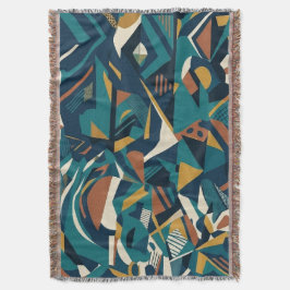 Modern Abstrakt Geometrisk Konst - Retro Turkos Or Filt