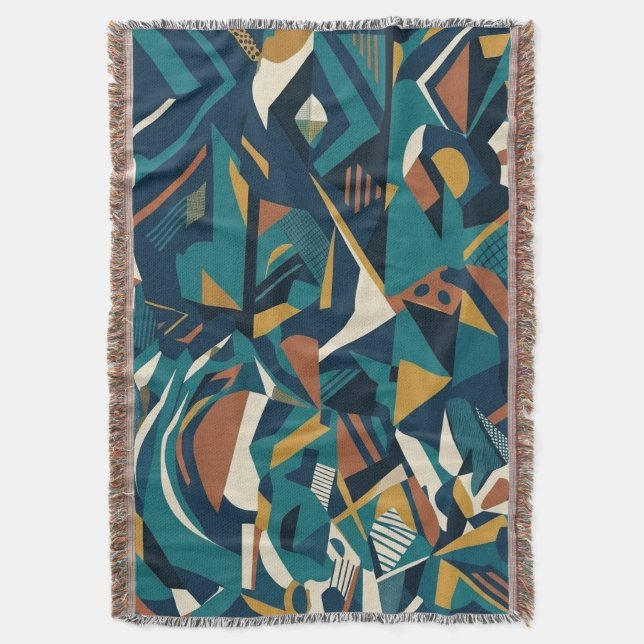 Modern Abstrakt Geometrisk Konst - Retro Turkos Or Filt (Framsidan Vertikal)
