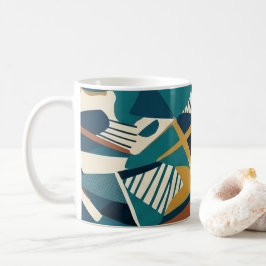 Modern Abstrakt Geometrisk Konst - Retro Turkos Or Kaffemugg