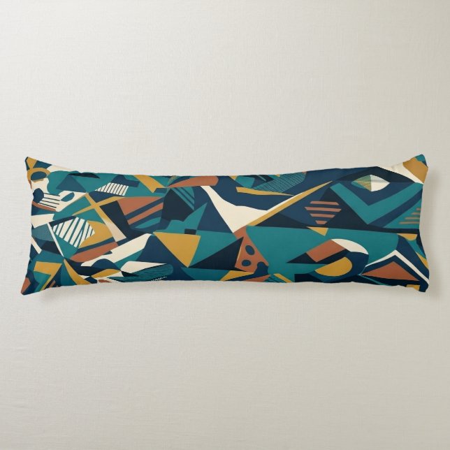 Modern Abstrakt Geometrisk Konst - Retro Turkos Or Kroppskudde (Framsidan)