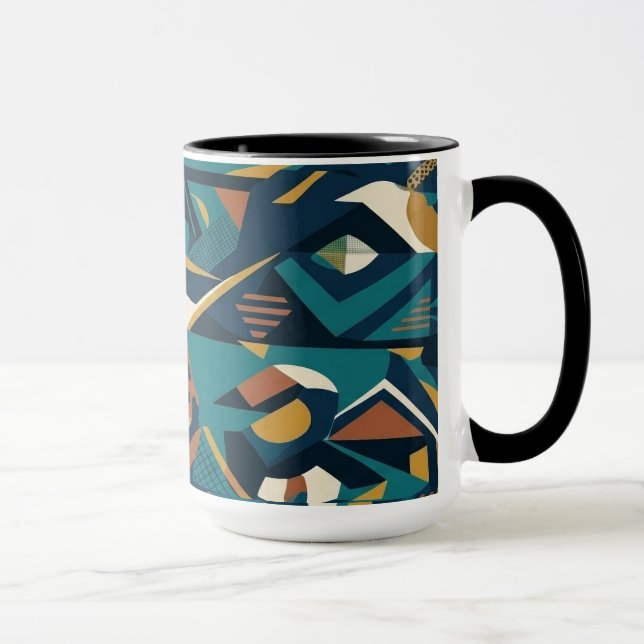Modern Abstrakt Geometrisk Konst - Retro Turkos Or Mugg (Höger)