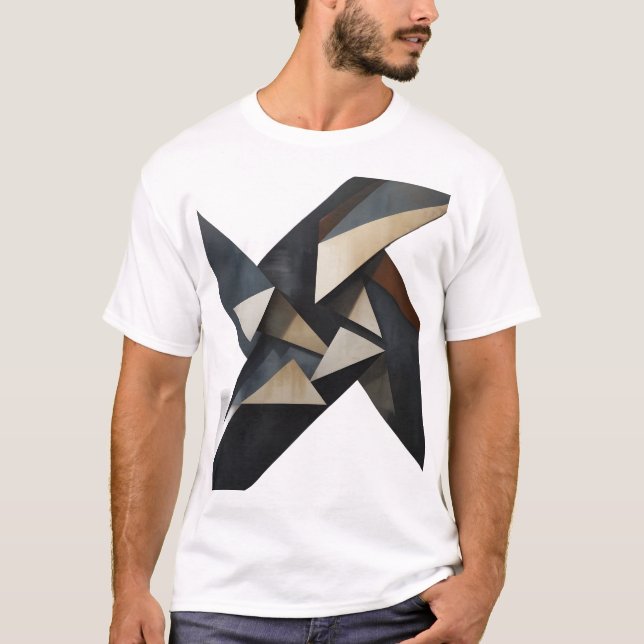Modern Abstrakt Geometrisk Konst T-Shirt – Minimal (Framsida)