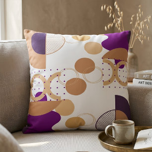Modern Abstrakt Geometrisk Lila och Ockra Boho Kudde