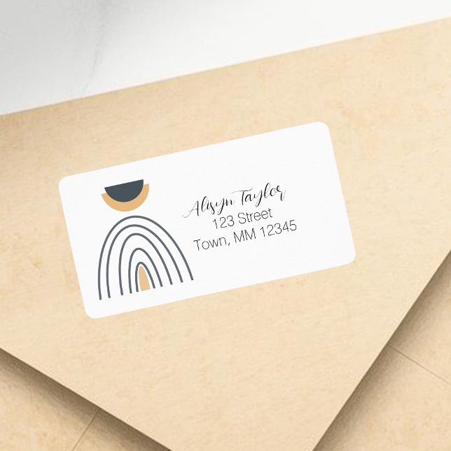 Modern Abstrakt Geometrisk Minimalistisk Adresseti Adressetikett (Modern Abstract Geometric Minimalist Address Label)