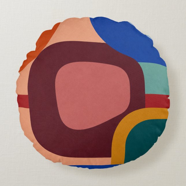 Modern abstrakt geometrisk mönster från mitten av  rund kudde (Framsidan)