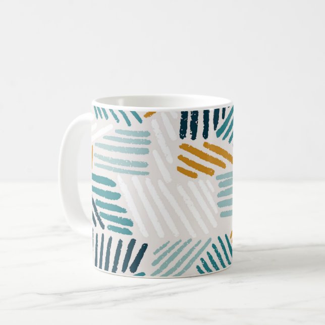 Modern Abstrakt Geometrisk Penselmönster Kaffemugg (Framsida vänster)