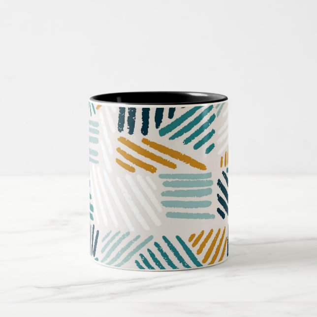 Modern Abstrakt Geometrisk Penselmönster Två-Tonad Mugg (Center)