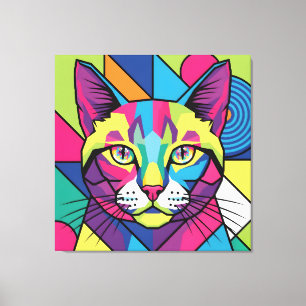 Modern Abstrakt Geometrisk Pop Art Katt Canvastryck