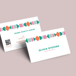 Modern abstrakt, geometrisk QR-kodfärgning Visitkort