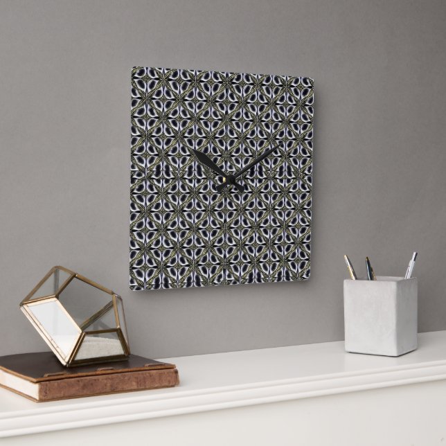 Modern abstrakt geometrisk rytmmönster 1282 fyrkantig klocka (Kontor)