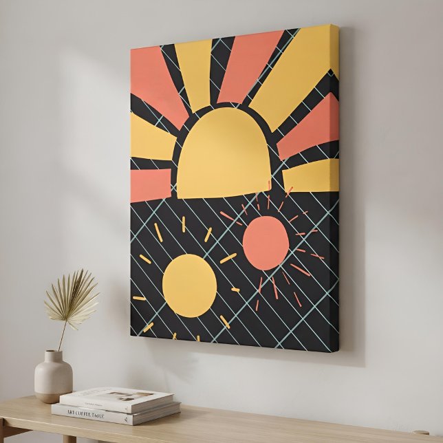 Modern Abstrakt Geometrisk Sol Vibrerande Minimali Canvastryck (Skapare uppladdad)