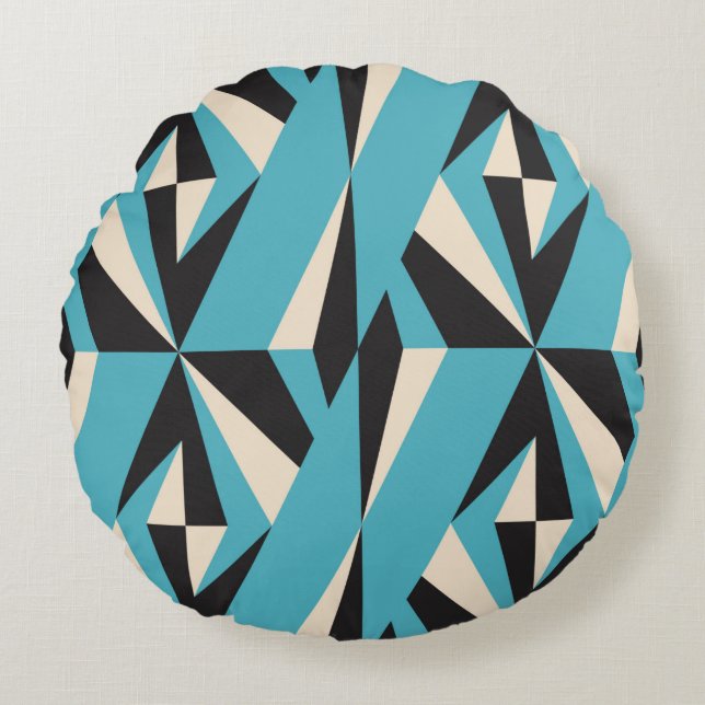 Modern abstrakt, geometrisk sömlös mönster med tr rund kudde (Framsidan)