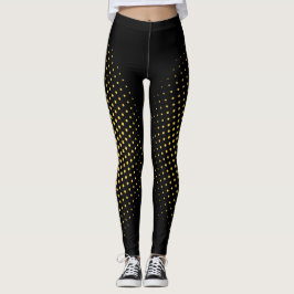 Modern Abstrakt Geometrisk Svart Guld Pixel Mönste Leggings