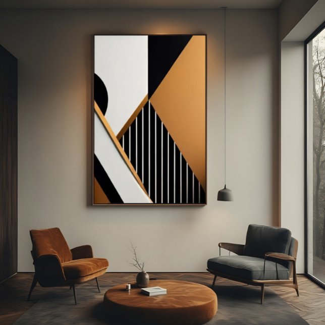 Modern Abstrakt Geometrisk Svart och Tan Poster (Skapare uppladdad)