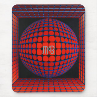 Modern Abstrakt Geometrisk Svart Röd Blå Mönster Musmatta
