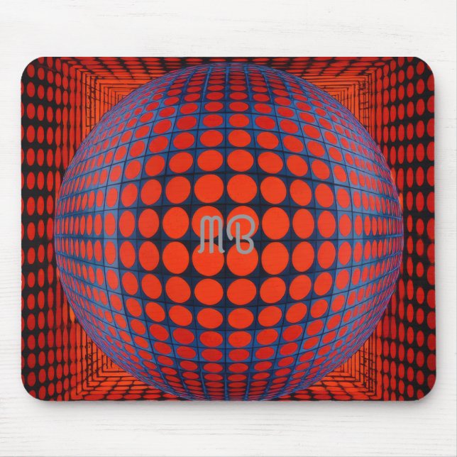Modern Abstrakt Geometrisk Svart Röd Blå Mönster Musmatta (Framsidan)