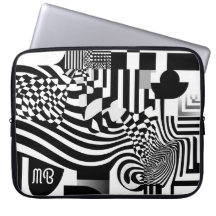 Modern Abstrakt Geometrisk Svart Vit Mönster 15"