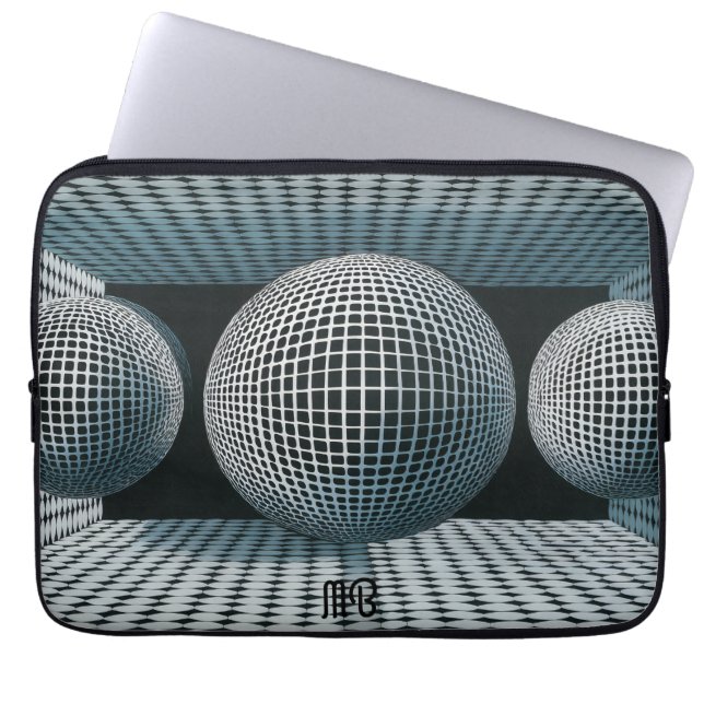 Modern Abstrakt Geometrisk Svart Vitt Mönster 13" Laptop Fodral (Framsidan)