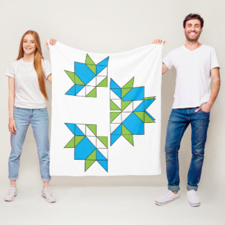 Modern Abstrakt Geometrisk Täcke Mosaik Blå Grön Fleecefilt