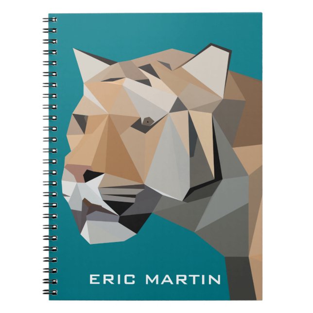 Modern Abstrakt Geometrisk Tiger Personligt Namn Anteckningsbok (Framsidan)