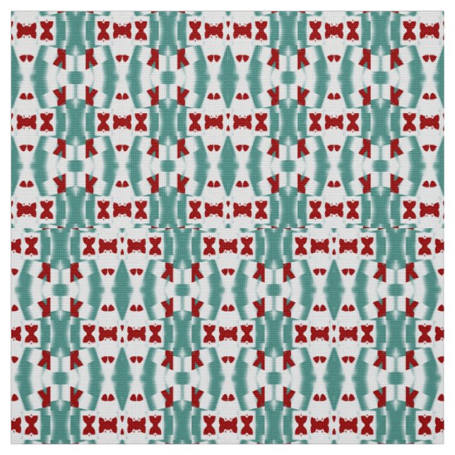 Modern Abstrakt Geometrisk Vinröd & Teal Sömlös  Tyg (Provkarta)