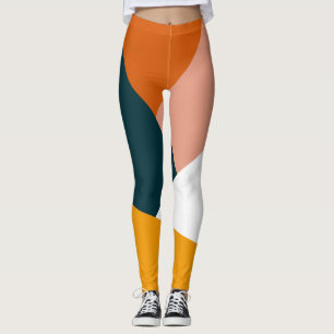 Modern abstrakt geometriskt färg block mönster leggings