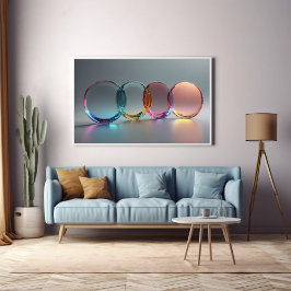 Modern Abstrakt Glass Art Pastel och Grått Poster