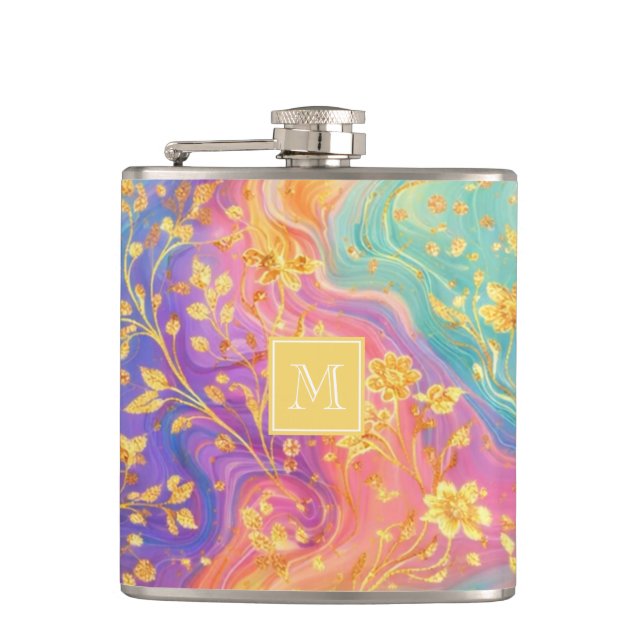 Modern Abstrakt Glitter Blommig Monogram Design Fickplunta (Framsidan)
