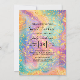 Modern Abstrakt Glitter Blommig Monogram Design Inbjudningar