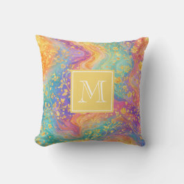 Modern Abstrakt Glitter Blommig Monogram Design Kudde