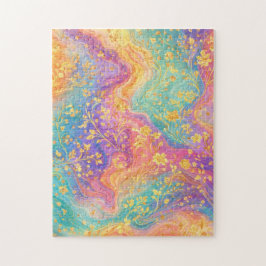 Modern Abstrakt Glitter Blommig Monogram Design Pussel