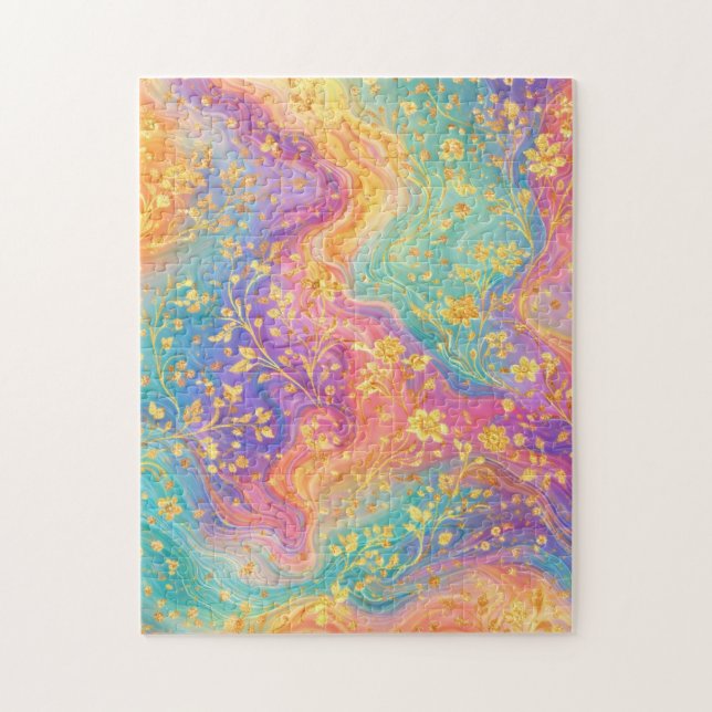Modern Abstrakt Glitter Blommig Monogram Design Pussel (Vertikal)