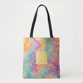 Modern Abstrakt Glitter Blommig Monogram Design Tygkasse