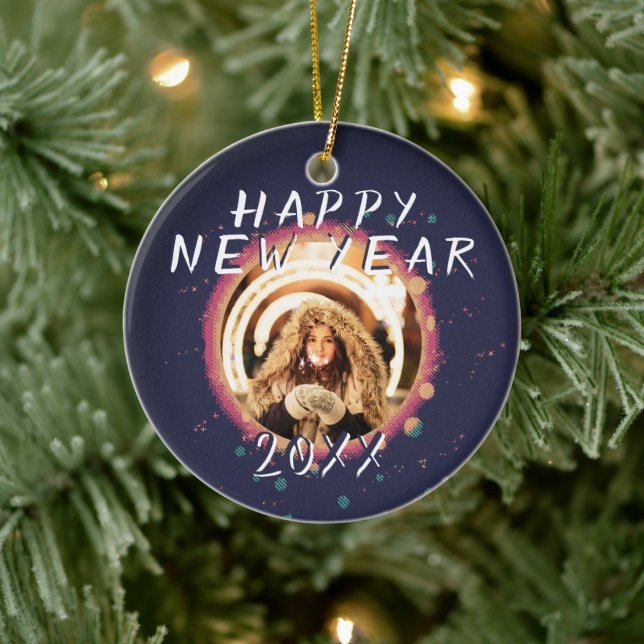 Modern Abstrakt Gott nytt år 2023 Foto Julgransprydnad Keramik (Träd)