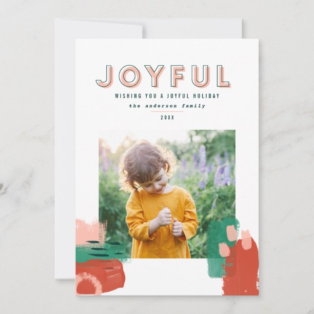 Modern abstrakt grafik röd, rosa + foto av grönt meddelande (Framsida)