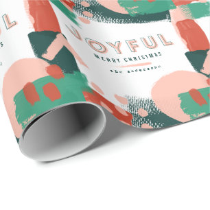 Modern abstrakt grafik röd, rosa + grönt glatt presentpapper