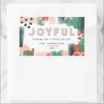 Modern abstrakt grafik röd, rosa   grönt glatt rektangulärt klistermärke<br><div class="desc">Modern grafisk röd abstrakt,  rosa   grönt och fet typografi glatt helgdag. Med handmålade fläckar. En del av en skarp helgdag av roligt.</div>