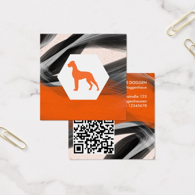 Modern abstrakt Grand Dané Orange  Fyrkantigt Visitkort (Kontor)